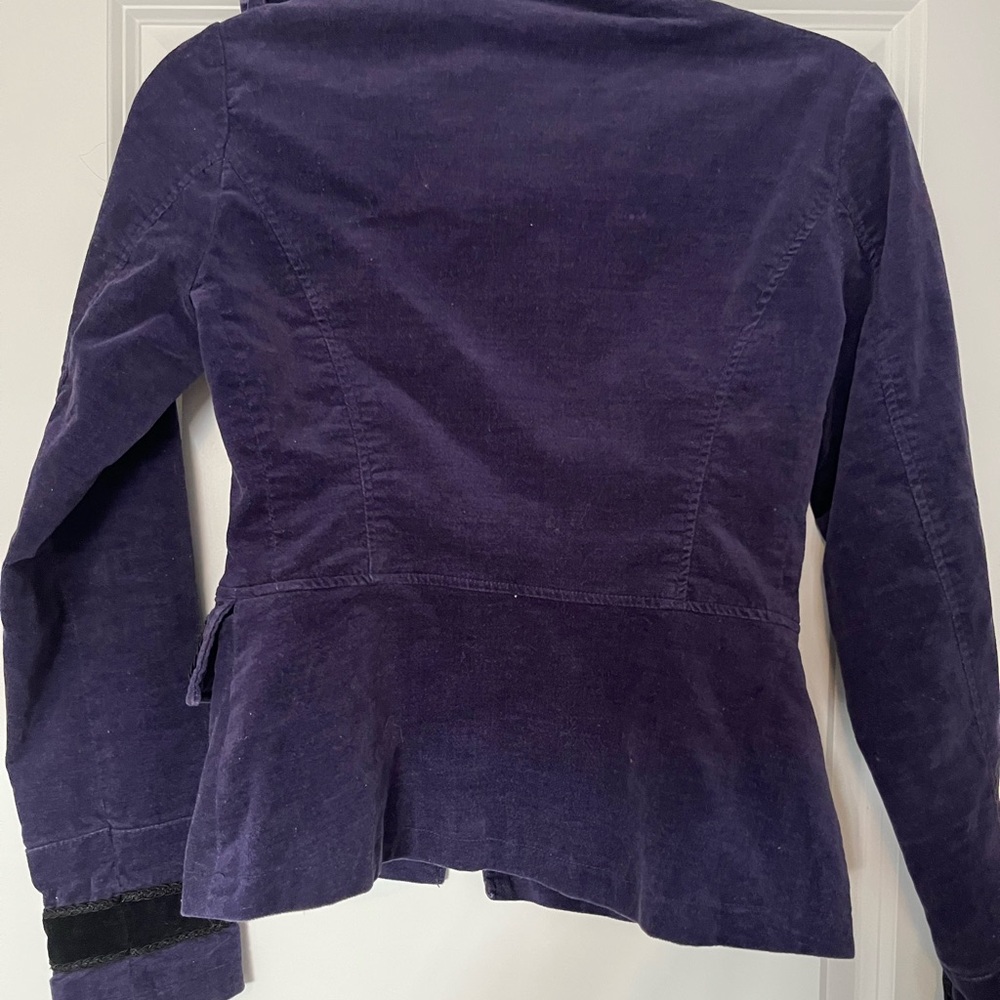Le chateau Military-Style Velvet Jacket in Deep Navy/Purple - Picture 3 of 5
